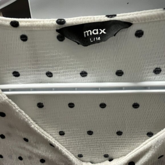 Polka Dot Puff Sleeved Drawstring Blouse - Picture 2 of 4